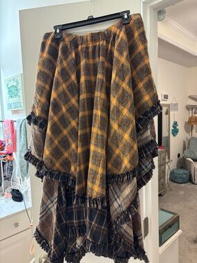 Plaid Layered Boho skirt in Mustard & Navy